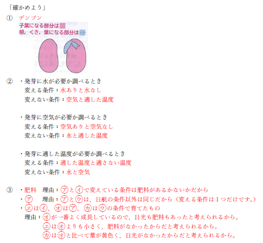 ５年生 理科の問題の答え 鹿嶋市立中野東小学校